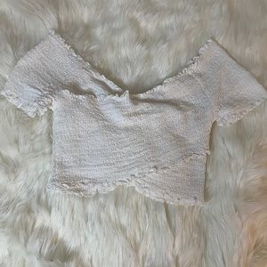 White off shoulder crop top
